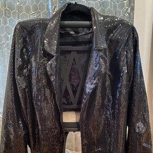 Black Sequins Blazer (Plus)